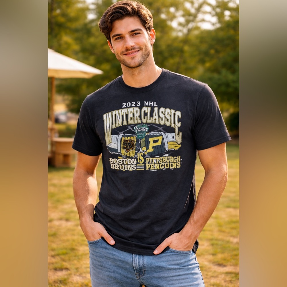 47 Brand 2023 NHL Winter Classic Bruins vs Penguins T Shirt XL NWT